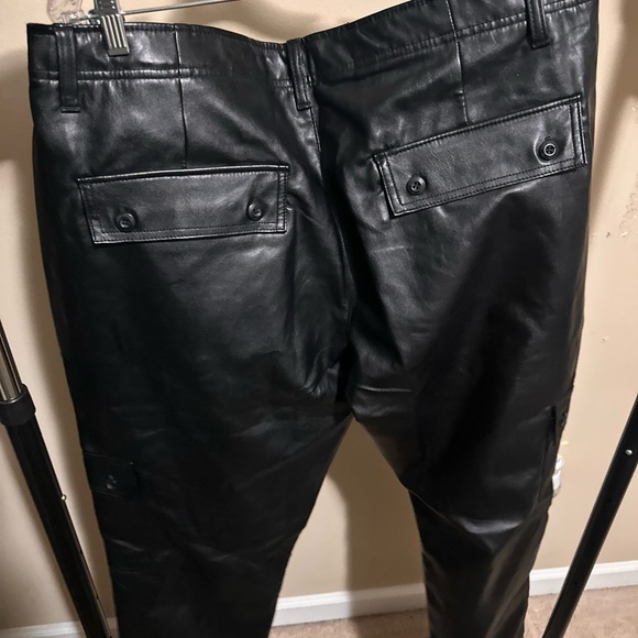 ASOS Men’s Black Cargo Leather Pants - Picture 5 of 5